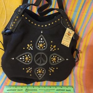 Lucky Brand black hessian and stud bag